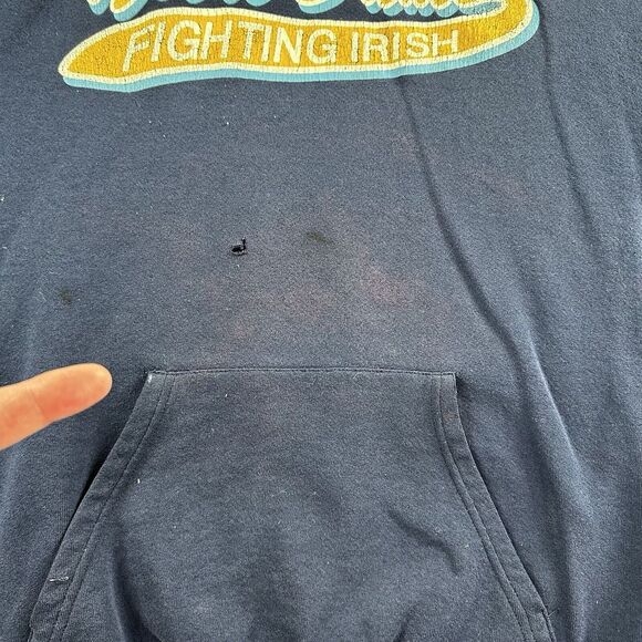 Vintage Notre Dame Hoodie Mens XL Blue Made in USA Grunge‎ Distress Football - Picture 4 of 12